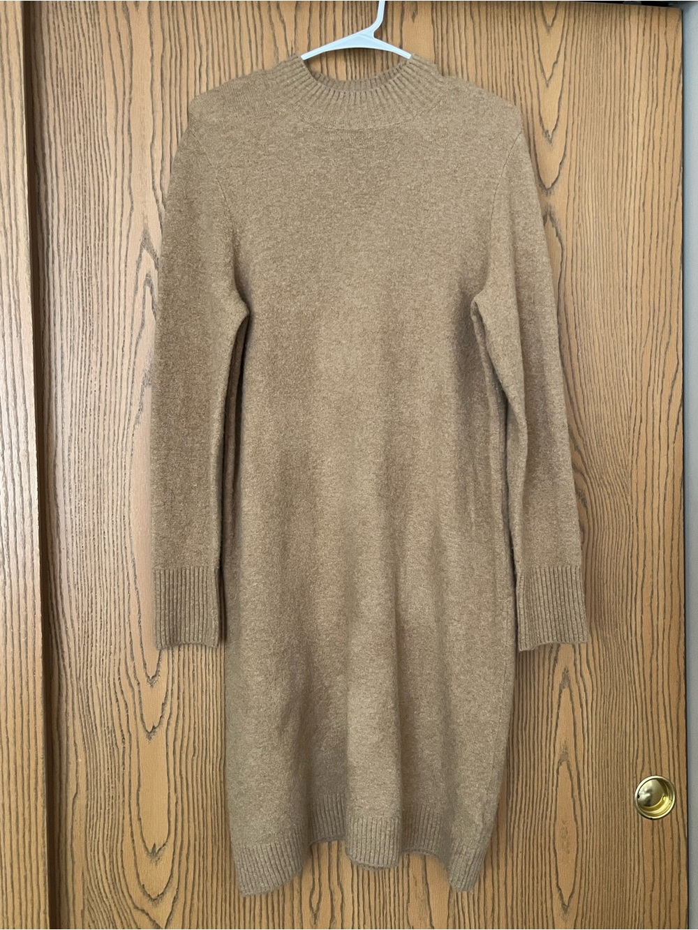 J. Crew Camel Long-Sleeve extra soft knit sweater midi Dress size large